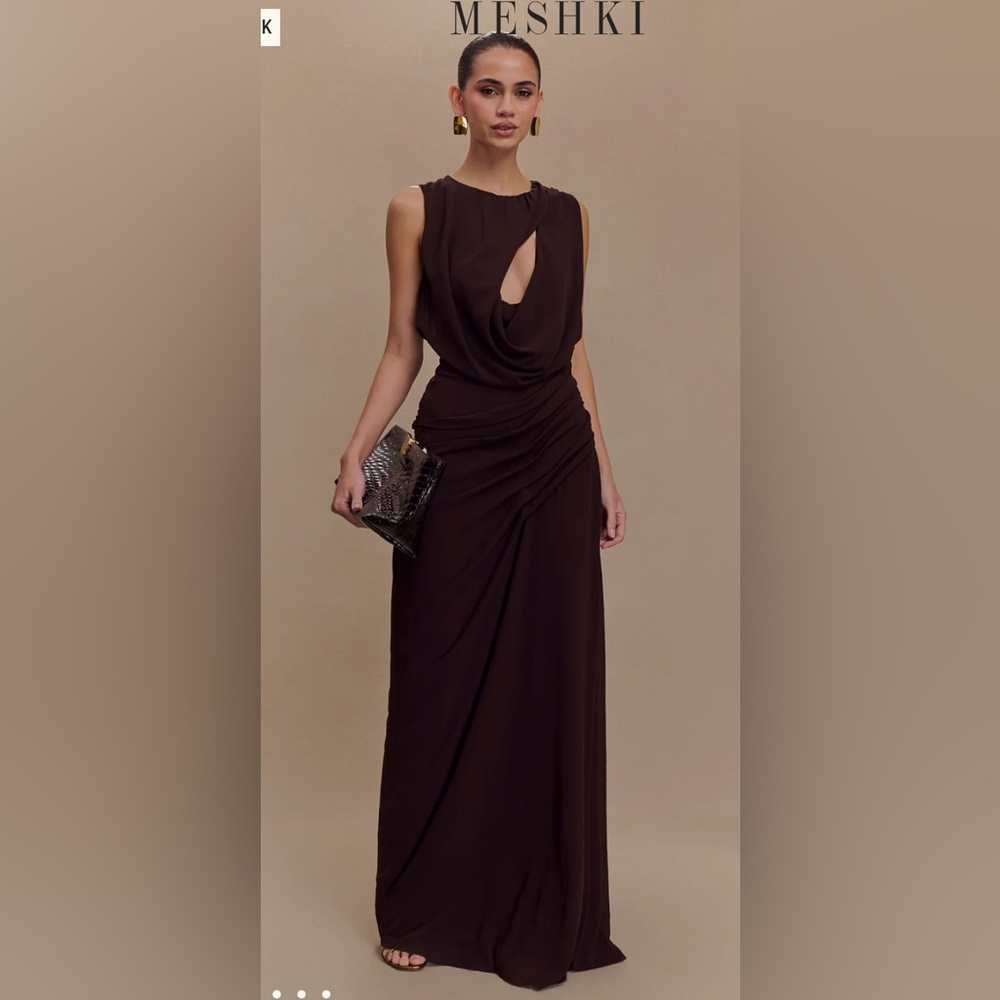 MESHKI Elegant Brown Evening Gown